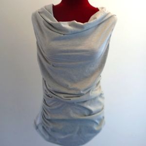 🏖 Gray Cowl Neck Ruched Sleeveless Tee Sz XL